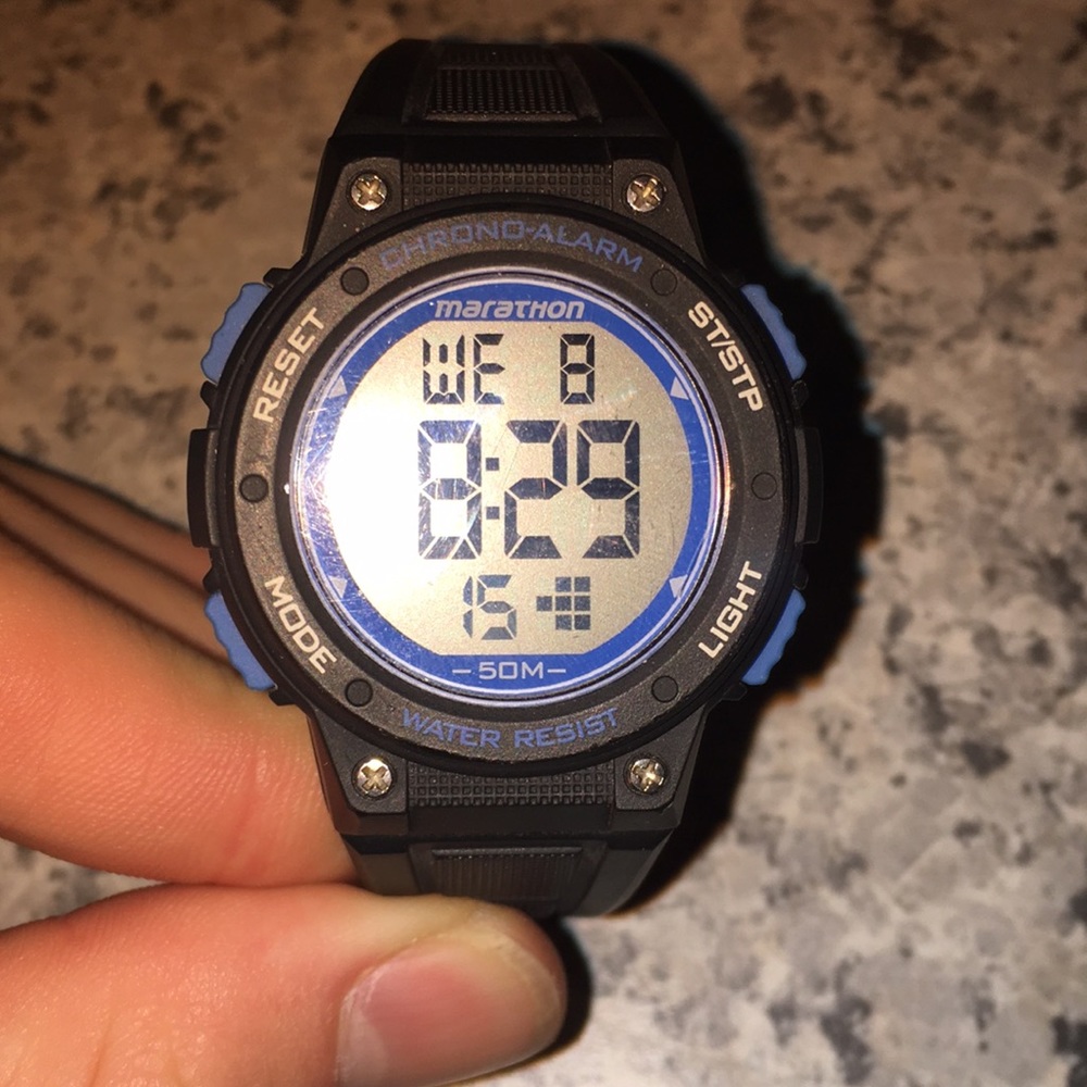 Blue/black marathon watch